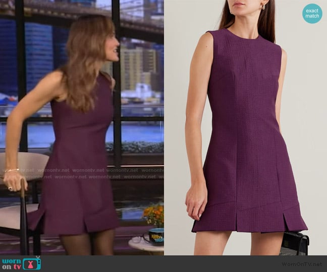 Emilia Wickstead Petronella pleated cloqué mini dress worn by Jennifer Garner on Live with Kelly and Mark