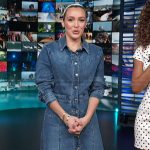 Emily’s denim shirtdress on Access Hollywood