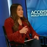 Emily's red fringe detail cardigan on Access Hollywood