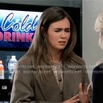 Emma’s taupe oversized coat on General Hospital