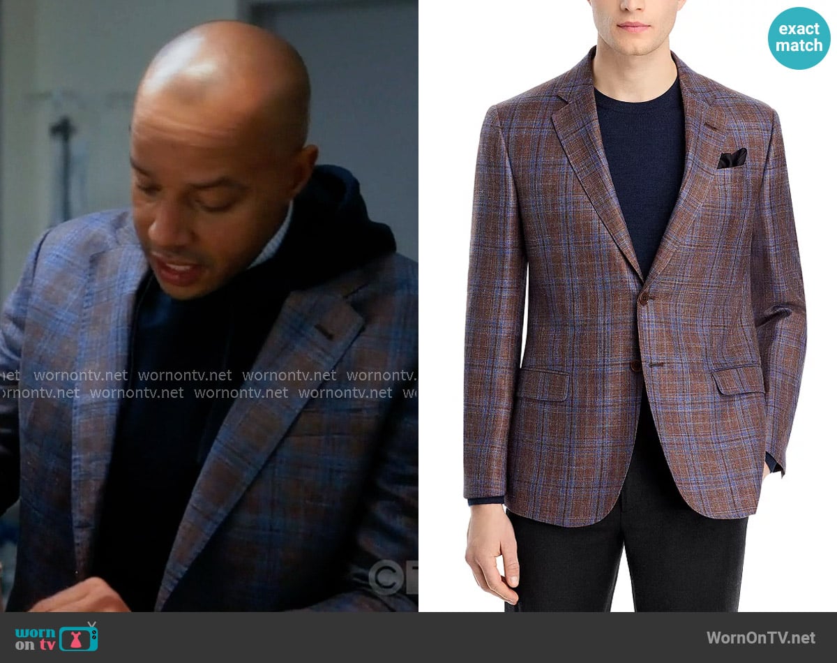 Emporio Armani G Line Regular Fit Two Tone Plaid Jacket worn by Dr. Christopher Turk (Donald Faison) on Scrubs