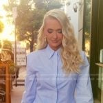 Erika's blue striped poplin shirt and mini skirt on The Real Housewives of Beverly Hills