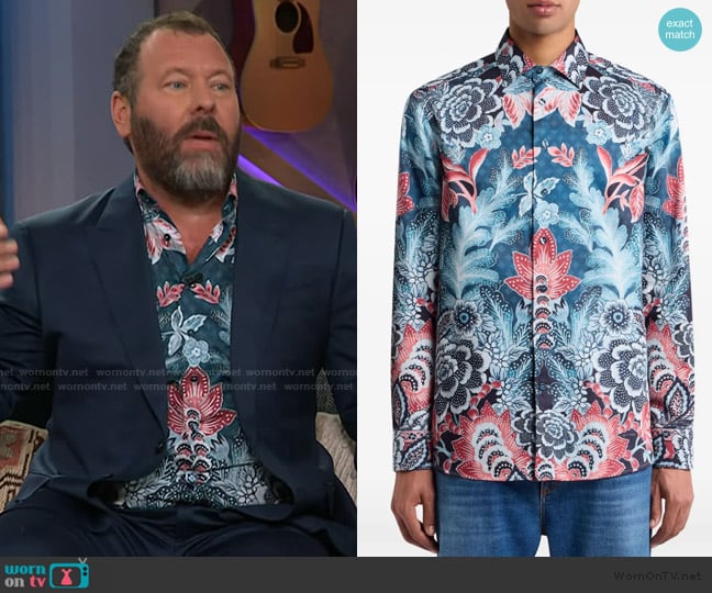 Etro Floral-print long-sleeves shirt worn by Bert Kreischer on The Kelly Clarkson Show