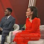 Eva Pilgrim’s red asymmetric neckline dress on CBS Mornings