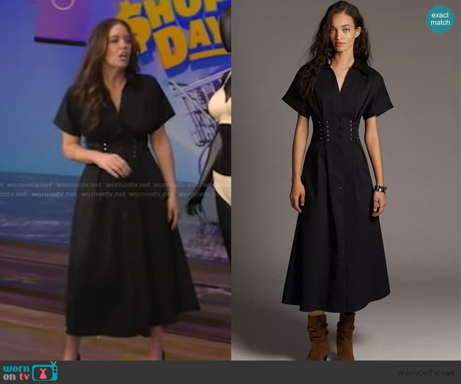 Monica’s black corset shirtdress on Live with Kelly