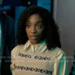 Faith’s metallic fair isle sweater vest on Will Trent