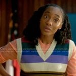 Faith’s rainbow striped sweater vest on Will Trent