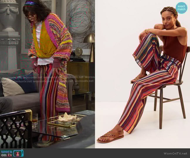 Farm Rio Striped Wide-Leg Pants worn by Susan Banks (Stacy Haiduk) on Days of our Lives