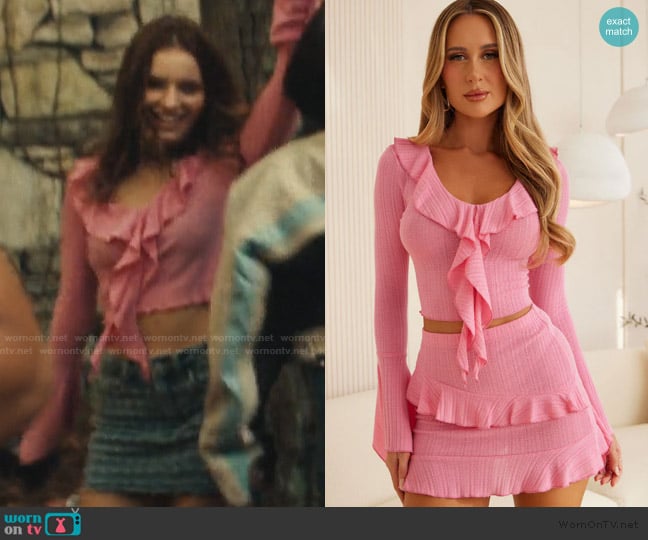 Fashion Nova Flirty Ways Skirt Set worn by Rachel Hopkins (Isabelle Kusman) on His & Hers