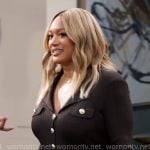 Fatima’s dark brown dress with buttons on Tyler Perrys Sistas