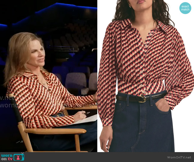 Favorite Daughter The Garden Party Shirt in Retro Houndstooth worn by Natalie Morales on CBS Mornings