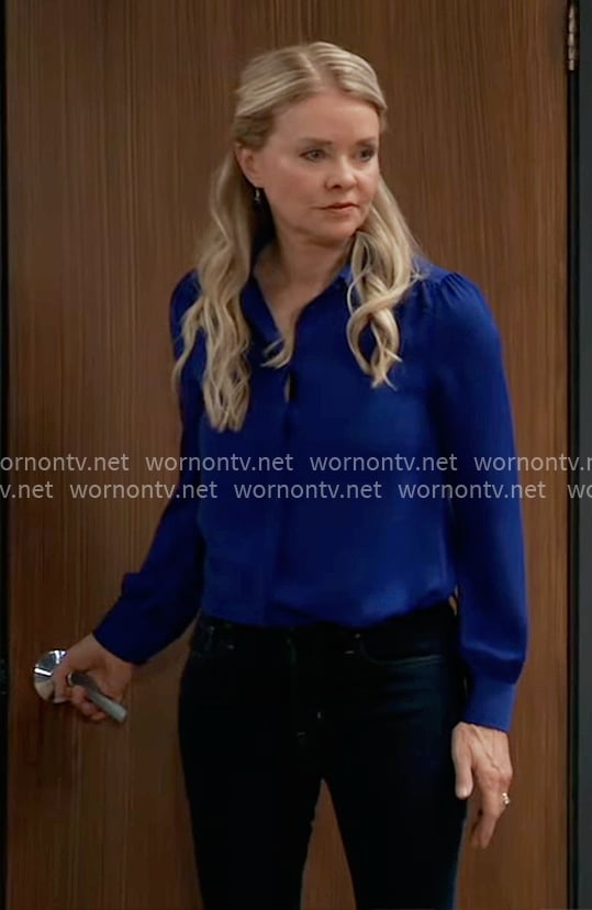 Felicia’s blue button down blouse on General Hospital