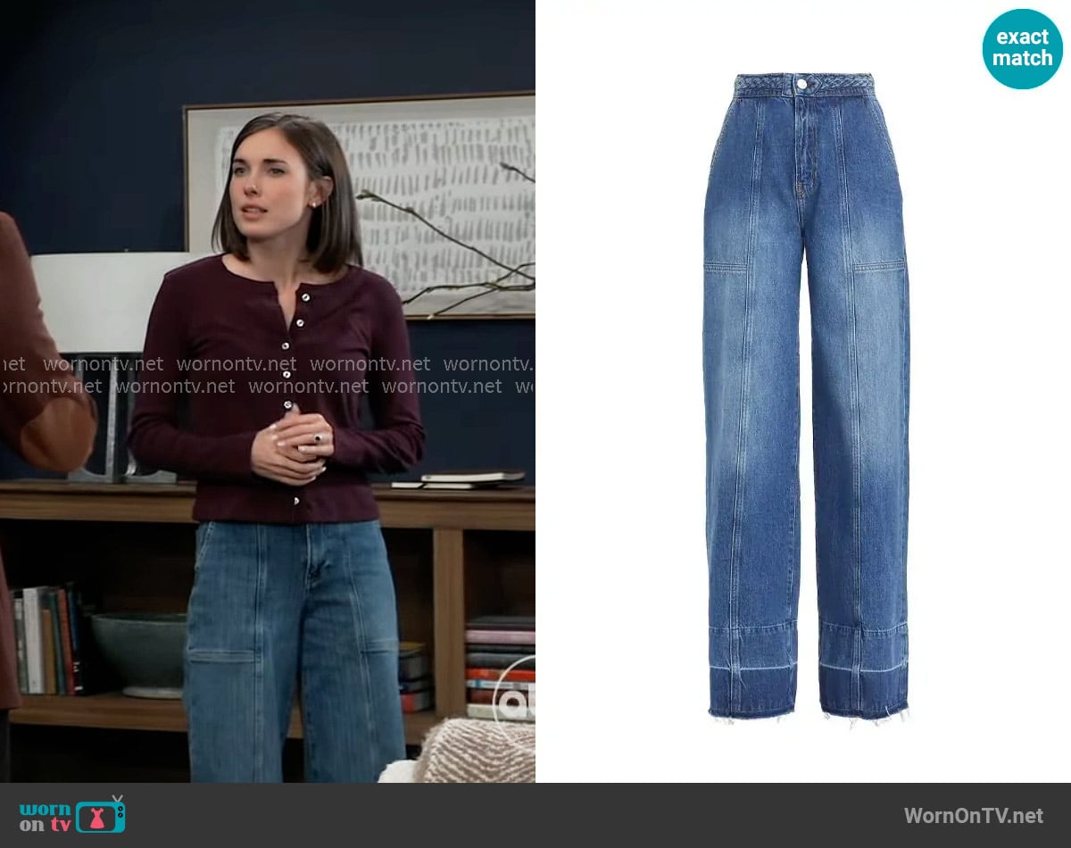 Frame Braided Waistband Jeans worn by Willow Tait (Katelyn MacMullen) on General Hospital