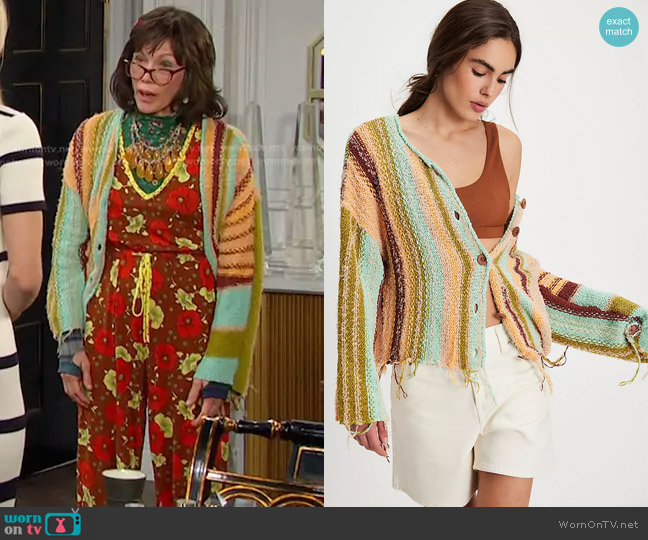 Free People Baja Cardi worn by Susan Banks (Stacy Haiduk) on Days of our Lives