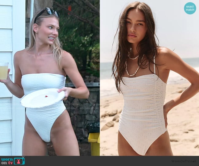 Free People Brighton Eyelet Scrunched One-Piece Swimsuit worn by Charley Manley on Southern Charm