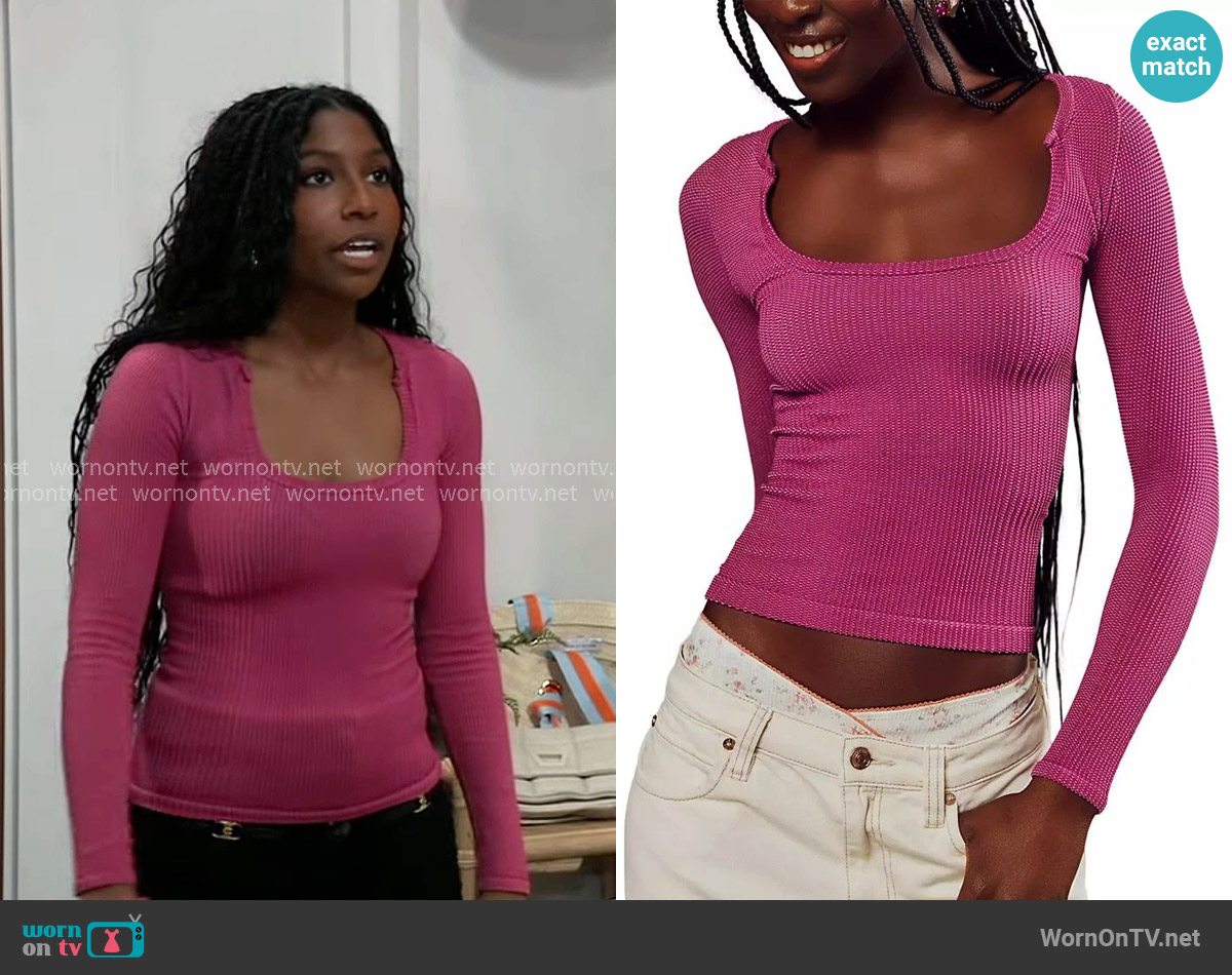 Free People Clean Slate Layering Top in Boysenberry worn by Trina Robinson (Tabyana Ali) on General Hospital