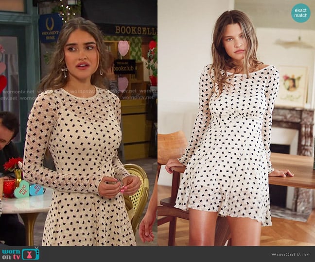 Free People Sheer Delight Mini Dress worn by Arianna Horton (Marissa Reyes) on Days of our Lives