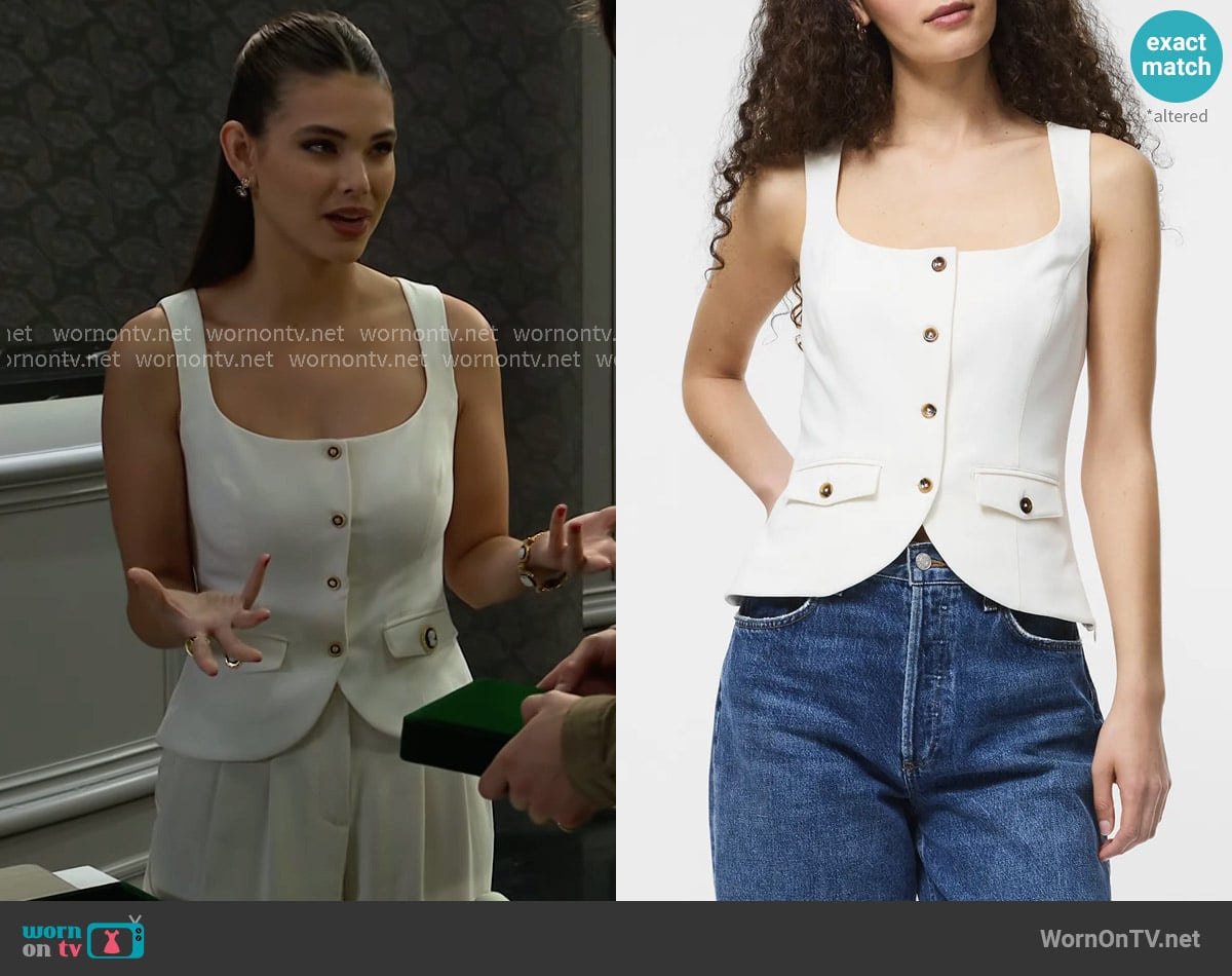 French Connection Azra Twill Vest worn by Electra Forrester (Laneya Grace) on The Bold and the Beautiful