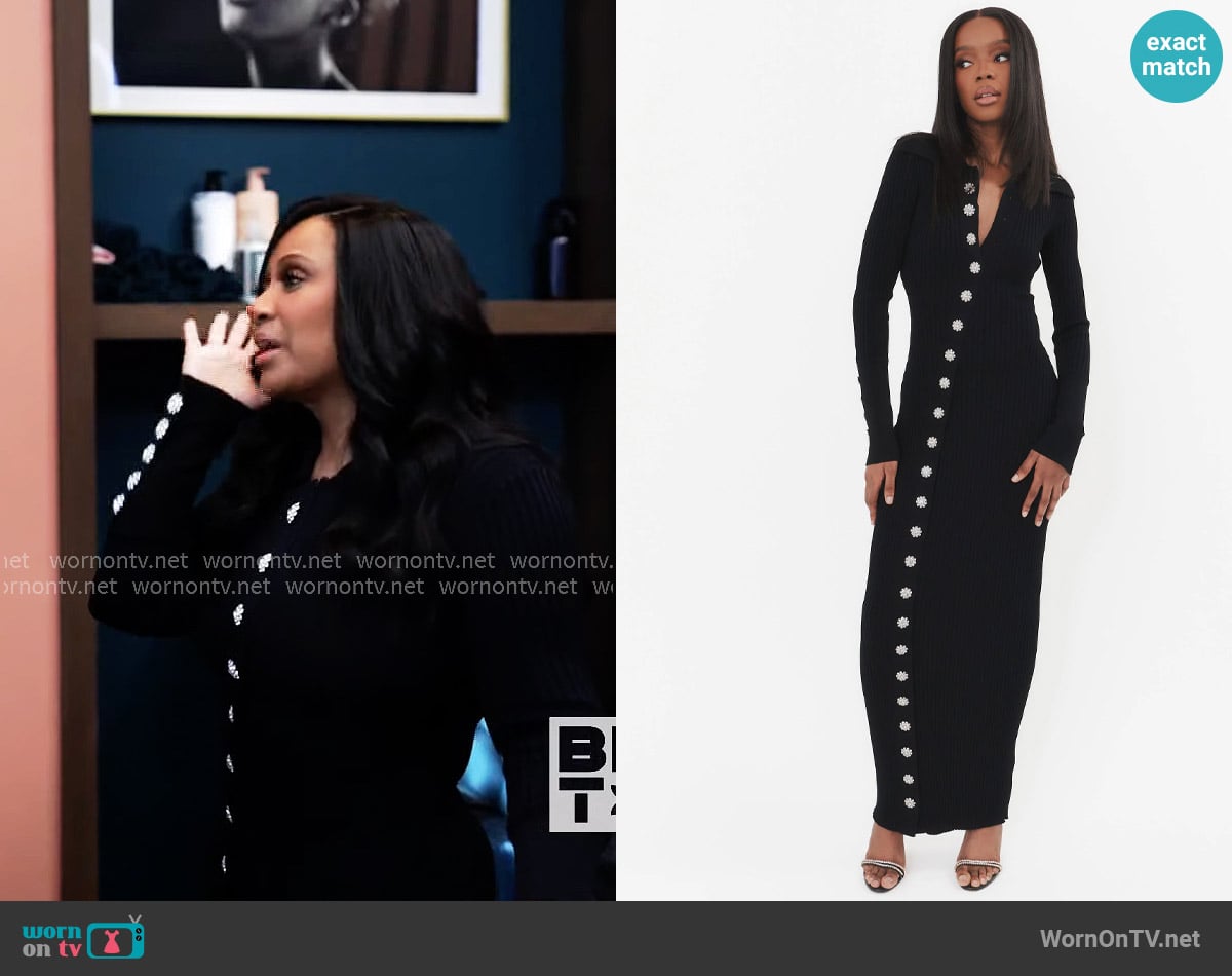 Fumi Janet Embellished Dress in Black worn by Pam (Angie Beyince) on Tyler Perrys Sistas