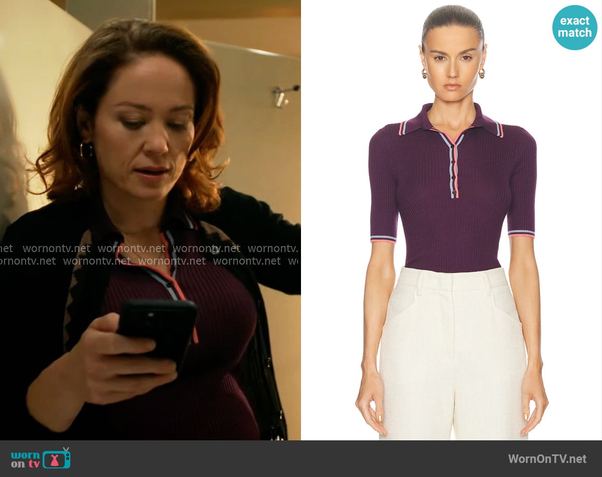 Gabriela Hearst Perro Polo Top worn by Angie Polaski (Erika Christensen) on Will Trent