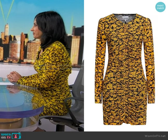 Ganni Floral Print Mesh Dress worn by Dr. Tara Narula on Good Morning America