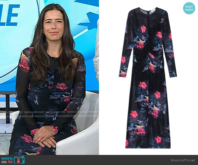 Ganni Floral-print Ruched Maxi Dress worn by Megan Spurrell on Today