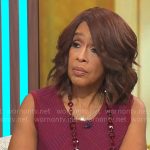 Gayle King’s burgundy mixed stripe dress on CBS Mornings
