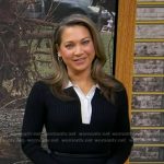 Ginger’s black ribbed contrast collar dress on Good Morning America