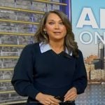 Ginger’s navy collared sweater dress on Good Morning America