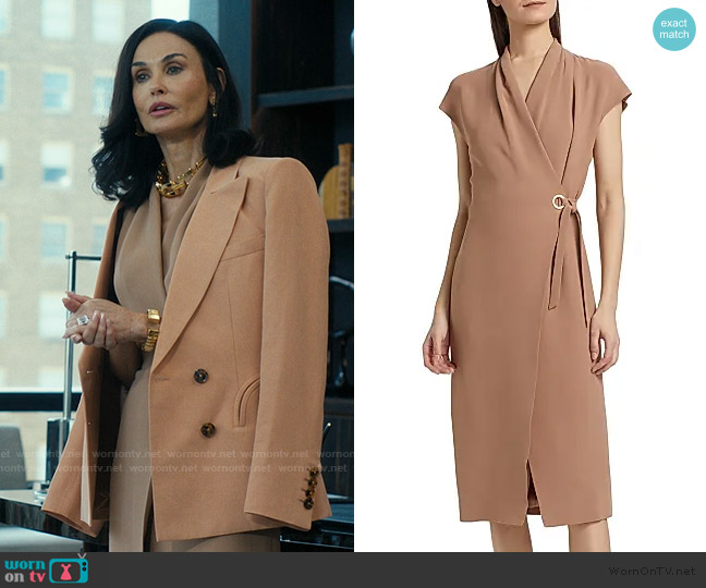 Giorgio Armani Silk High Neck Wrap Dress worn by Cami Miller (Demi Moore) on Landman