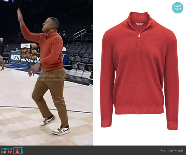 Gran Sasso Quarter Zip Pullover in Orange worn by Craig Melvin on Today