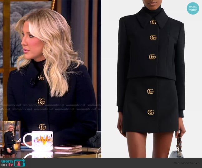 Gucci Double G cropped wool crepe jacket worn by Savannah Chrisley on The View
