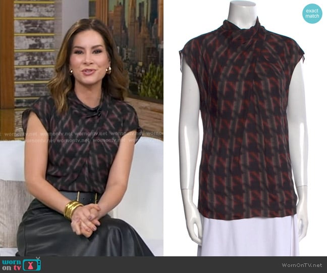 Gucci Silk Printed Top worn by Rebecca Jarvis on Good Morning America