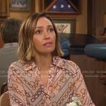 Gwen's pink chain print shirt on Days of our Lives