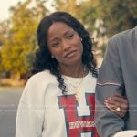 Samira’s white H print sweatshirt on The Burbs