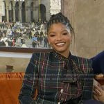 Halle Bailey’s tartan jacket and mini skirt on Today