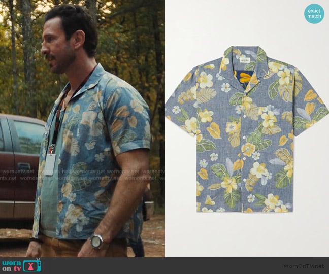 Hartford Palm Camp-Collar Floral-Print Cotton Shirt worn by Richard Jones (Pablo Schreiber) on His & Hers