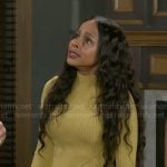 Hayley’s yellow rib knit midi dress on Beyond the Gates