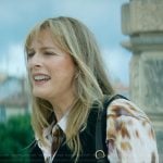 Helene’s abstract print blouse on Vanished