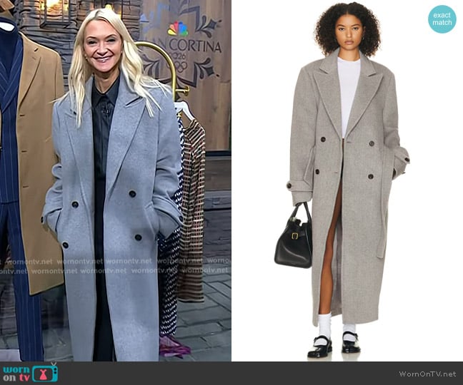 Helsa Bold Shoulder Long Coat in Grey worn by Zanna Roberts Rassi on Today