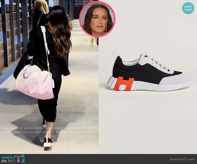 Hermes Bouncing Sneaker in Black / White worn by Kyle Richards on The Real Housewives of Beverly Hills