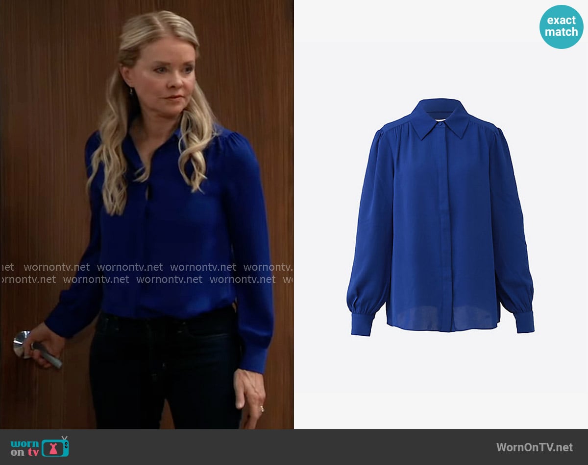 Hobbs Caitlyn Blouse worn by Felicia Scorpio (Kristina Wagner) on General Hospital