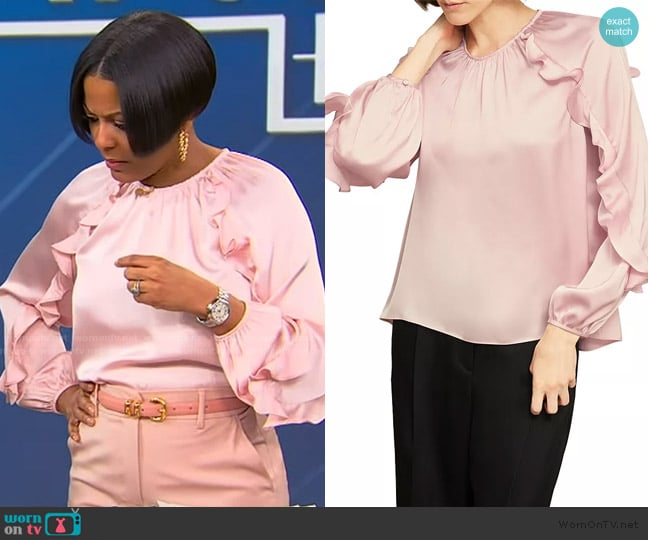 Hobbs London Babbington Ruffled Top worn by Tamron Hall on Tamron Hall Show