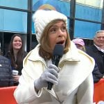 Hoda's white hooded wool coat on Today