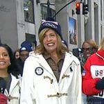Hoda’s white toggle coat on Today