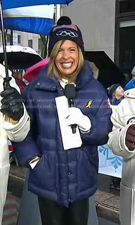 Hoda's navy down jacket on Today