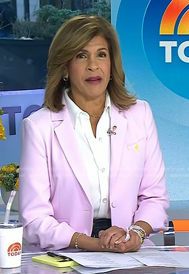 Hoda’s pink ruched sleeve blazer on Today