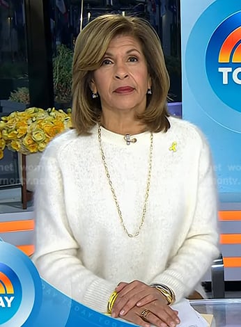 Hoda's white fuzzy sweater on Today