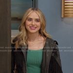 Holly’s black fringe jacket and patchwork jeans on Days of our Lives