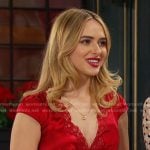 Holly’s red lace trim v-neck satin dress on Days of our Lives